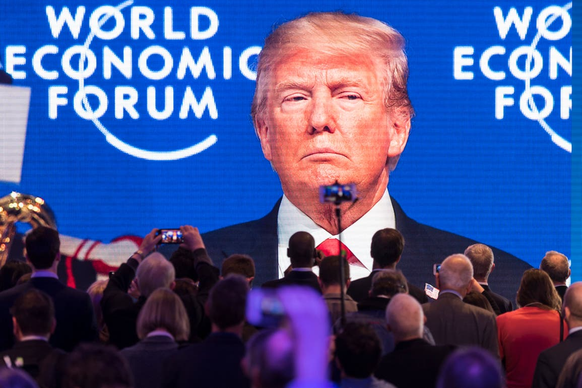 Donald Trump lors de sa première participation au Forum économique mondial (WEF) en janvier 2018.