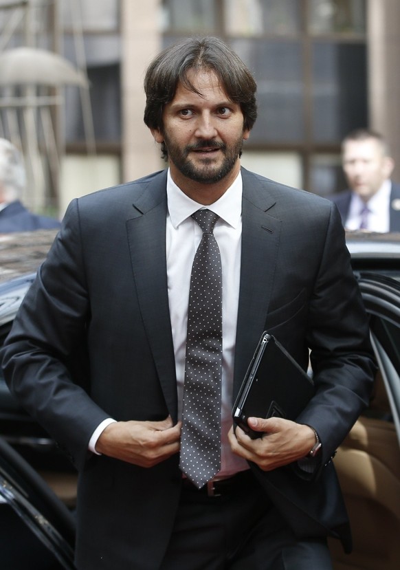 epa06597781 (FILE) Slovak Interior Minister Robert Kalinak arrives for a special European Justice and Home Affairs Council meeting in Brussels, Belgium, 14 September 2015 (reissued on 12 March 2018).  ...