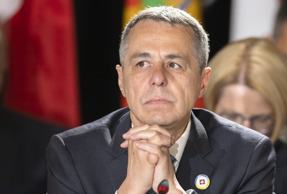 Swiss President Ignazio Cassis, Minister of Foreign Affairs attends the national and institutional statements session during the Ukraine Recovery Conference URC, on Tuesday, July 5, 2022 in Lugano, Sw ...