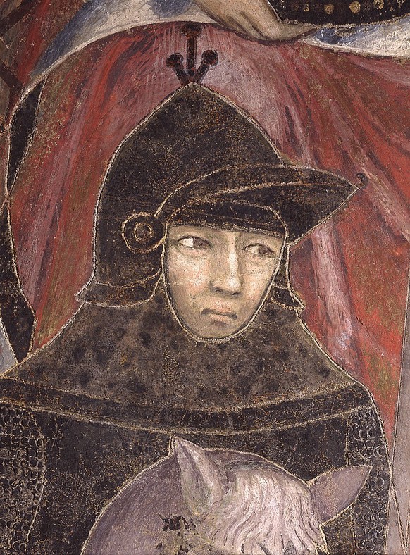 Italy, Tuscany, Siena, Public Palace. Detail. Armed knight of the army of Siena. (Photo by Antonio Quattrone/Mondadori Portfolio via Getty Images)
