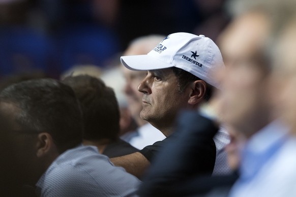 Spain&#039;s Antonio Toni Nadal Homar during the round of sixteen match of his nephew Rafael Nadal against Bulgaria&#039;s Grigor Dimitrov at the Swiss Indoors tennis tournament at the St. Jakobshalle ...