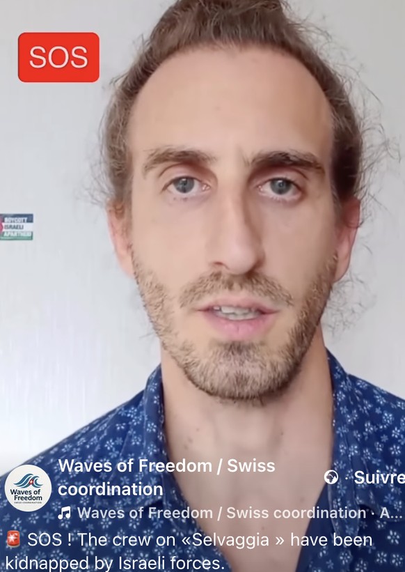 Timothée Crettenand faisait partie des activistes suisses de la flotille pour Gaza.Waves of Freedom