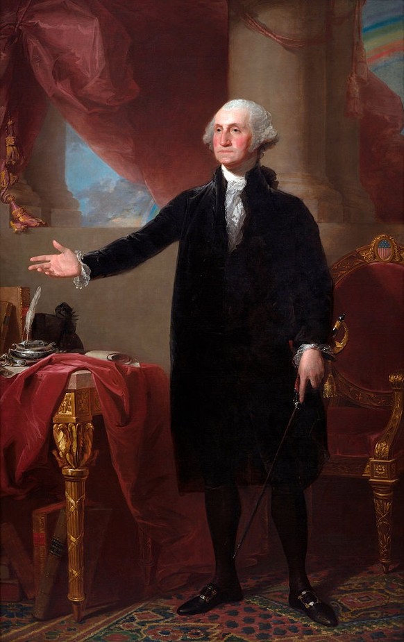 Gilbert Stuart (American, 1755–1828), George Washington (The Lansdowne Portrait), 1796, oil on canvas, 247.6 x 158.7 cm (97.5 x 62.5 in), National Portrait Gallery, Washington (Photo by VCG Wilson/Cor ...