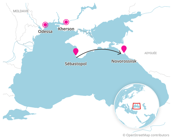 L&#039;armée russe a déplacé une partie de sa flotte de mer Noire de Sébastopol à Novorossïisk.