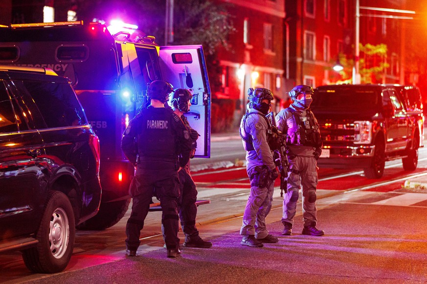 Police and paramedics respond to an active shooter at the Salsa on St. Clair event in Toronto, Saturday, July 11, 2026. (Keito Newman/The Canadian Press via AP)
Canada Toronto Shooting
