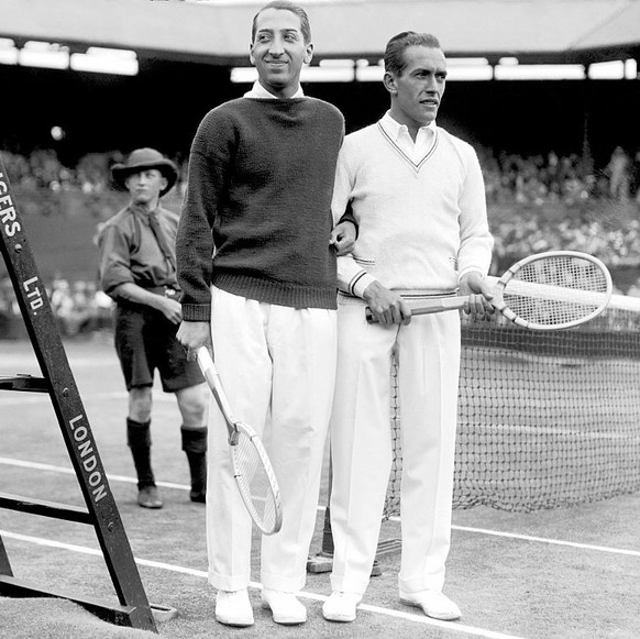 (L-R) Rene Lacoste and Henri Cochet before the start of the final (Photo by Barratts/PA Images via Getty Images)