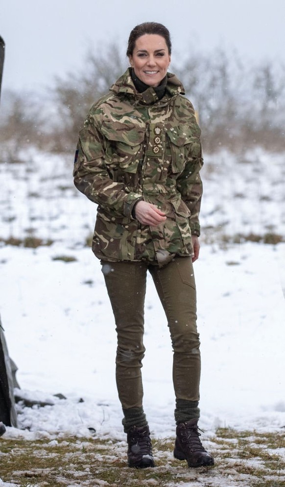 SALISBURY, ENGLAND - MARCH 08: Catherine, Princess of Wales during her visit to the Irish Guards on Salisbury Plain, on March 8, 2023 in Salisbury, England. The Princess of Wales visited the 1st Batta ...