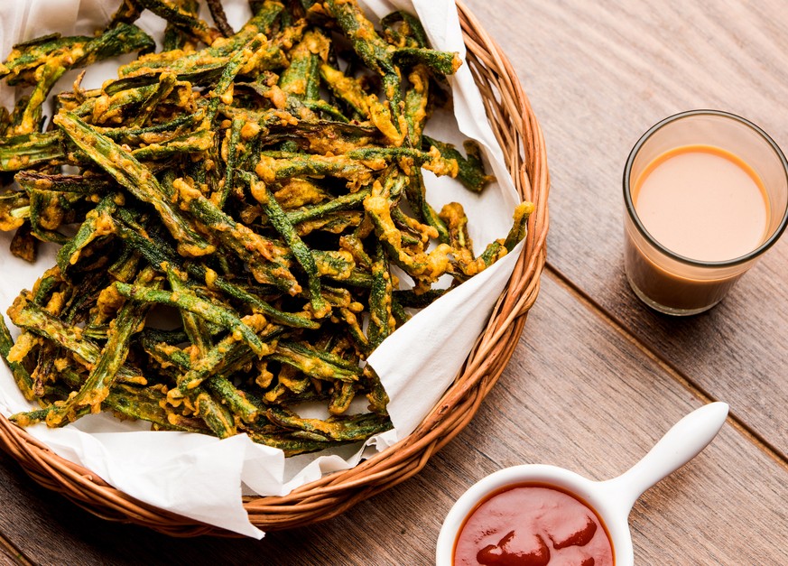 okra fries crispy ladyfingers kurkuri bhindi indien essen food kochen vegetarisch