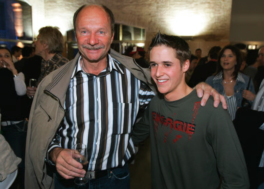 Jacques Cornu en 2005 avec son compatriote Tom Lüthi, alors champion du monde.