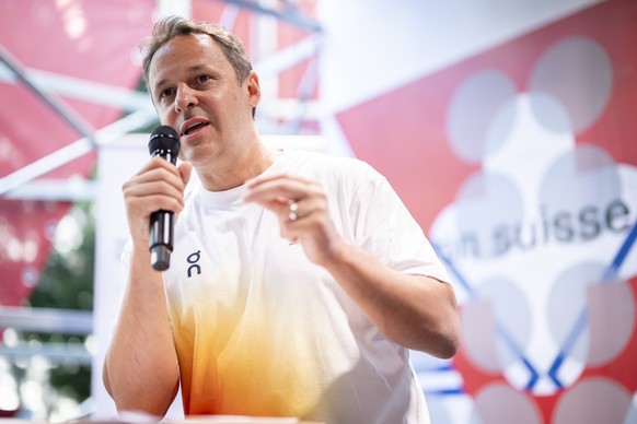 Swiss Olympic Chef de Mission Ralph Stoeckli speaks during the swiss olympic final media conference at the 2024 Paris Summer Olympics, in Paris, France, Sunday, August 11, 2024. (KEYSTONE/Anthony Anex ...