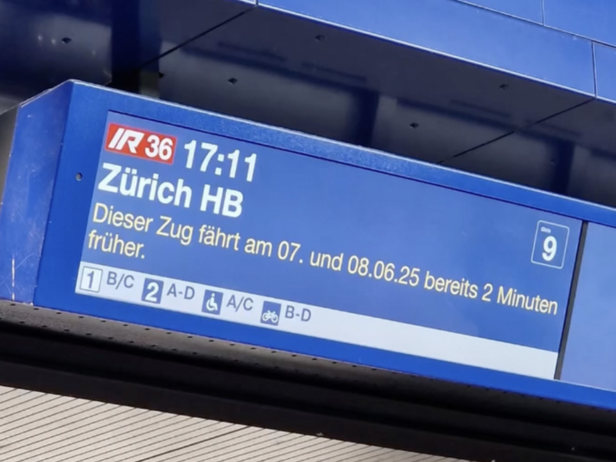 zug fährt zu früh