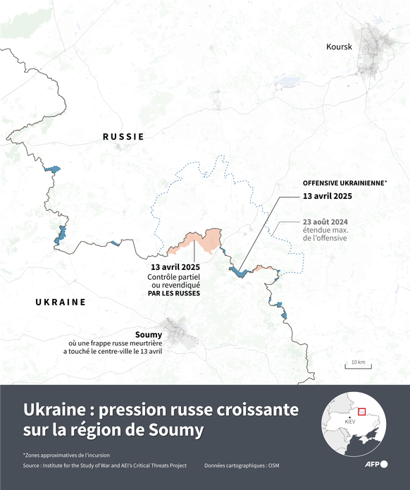 Dans le nord-est de l&#039;Ukraine, l&#039;avancée russe menace les alentours de la ville de Soumy. La carte de la situation.