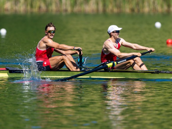 Jonah Plock (à gauche) et Patrick Brunner ont pris la 3e place en deux sans barreur sur le Rotsee