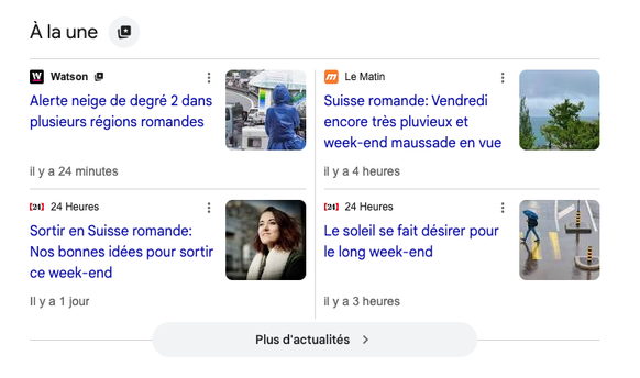 Sources préférées de Google et watson