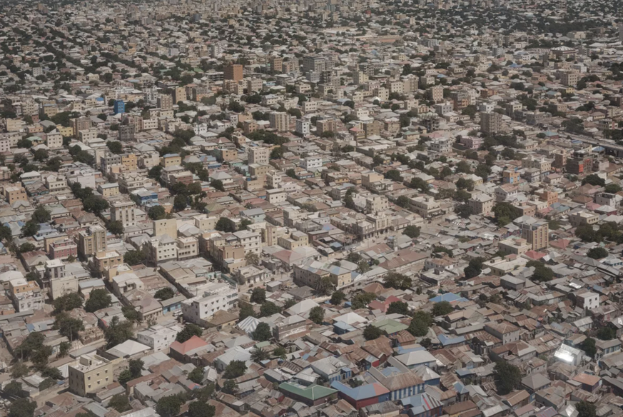 Une vue aérienne de Mogadiscio