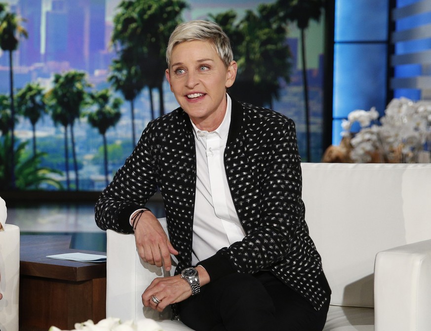 FILE - Ellen DeGeneres appears during a taping of the &quot;The Ellen DeGeneres Show,&quot; in Burbank, Calif. on May 24, 2016. DeGeneres, who has seen ratings hit after allegations of running a toxic ...