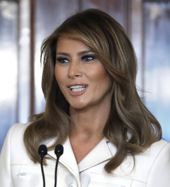 Melania Trump welcomes Governors Spouses - Washington U.S. First Lady Melania Trump delivers remarks at the 2020 Governors& x2019 Spouses& x2019 Luncheon at the White House in Washington on Fe ...