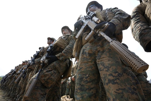 U.S. Marines join in an ongoing U.S.-Thai joint military exercise Cobra Gold on Hat Yao beach in Chonburi province, eastern Thailand, Friday, March 3, 2023. Cobra Gold 2023, one of the biggest joint m ...