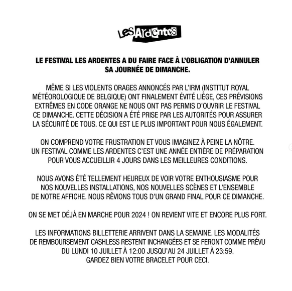 Festival Les Ardentes 2023 annulé