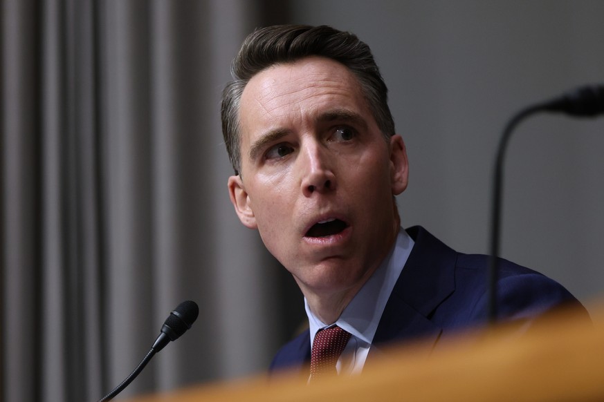 Sen. Josh Hawley, R-Mo., speaks during a Senate Homeland Committee hearing on Capitol Hill in Washington, Thursday, Feb. 12, 2026, in Washington. (AP Photo/Tom Brenner)
Josh Hawley