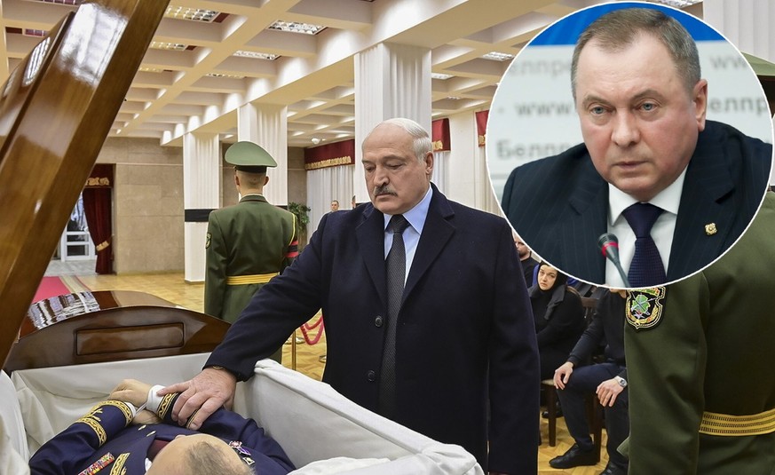 Le président biélorusse Alexandre Loukachenko lors de la cérémonie d&#039;adieu à son ministre des Affaires étrangères, Vladimir Makeï, décédé le 26 novembre 2022.