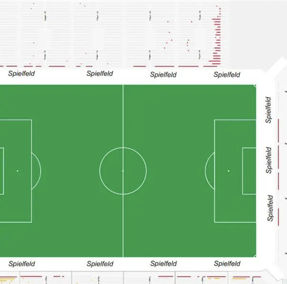Les places au premier rang, et celles situées près du secteur visiteur (en haut à droite de l'image), étaient disponibles en exclusivité pour le match contre le FCB.