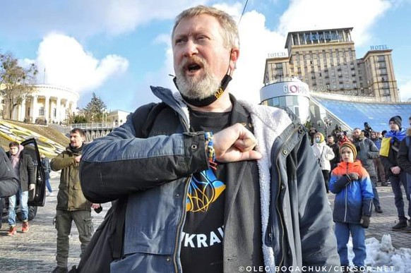 Dirk Lustig pendant la marche des solidarités le 7 février dernier à Kiev.