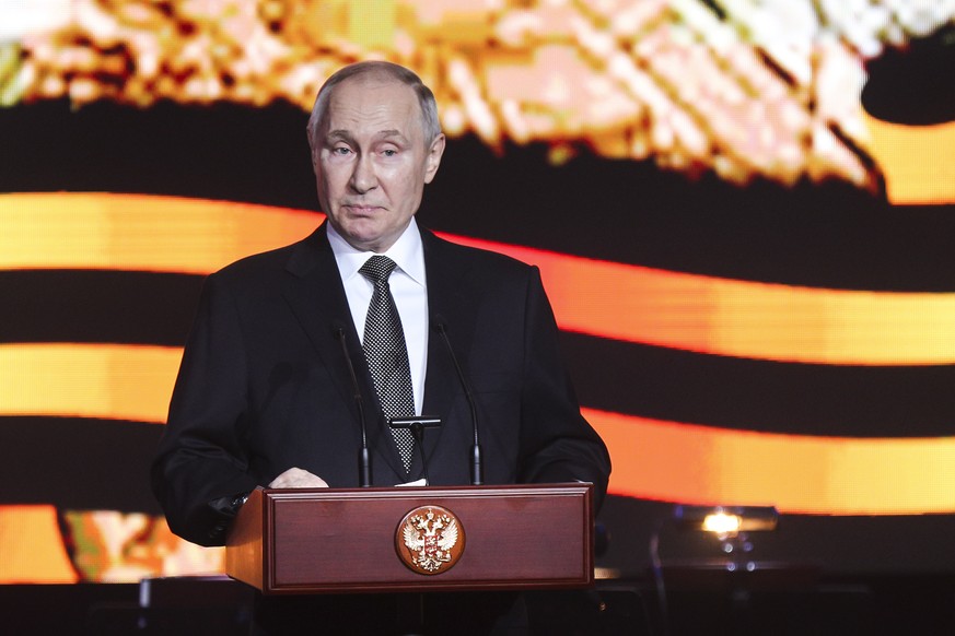 Russian President Vladimir Putin delivers his speech as he attends commemorations marking the 80th anniversary of the Soviet victory in the battle of Stalingrad in the southern Russian city of Volgogr ...