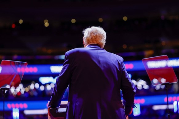 NEW YORK, NEW YORK - OCTOBER 27: Republican presidential nominee, former President Donald Trump, takes the stage at the campaign rally at Madison Square Garden on October 27, 2024 in New York City. Tr ...