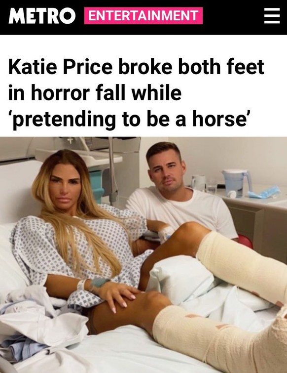 Katie Price bricht sich beide Füsse beim Versuch zu springen wie ein Pferd