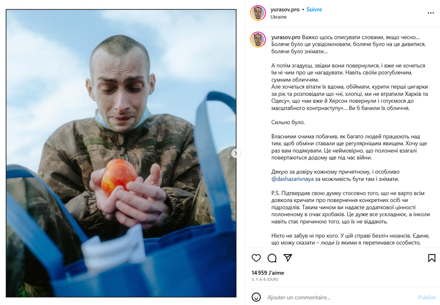 «C'est difficile à exprimer avec des mots». C'est par ces propos que le photographe ukrainien Yurasov Vitalii a débuté sa publication sur les réseaux sociaux et dans laquelle il montre des i ...