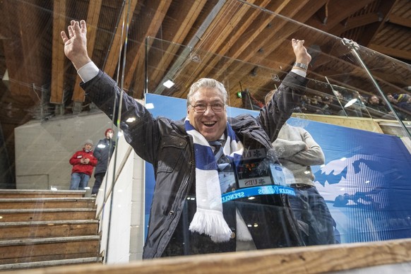 Ambri`s president Filippo Lombardi during the game between HC Ambri-Piotta and Salavat Yulaev Ufa, at the 93th Spengler Cup ice hockey tournament in Davos, Switzerland, Thursday, December 26, 2019. (K ...