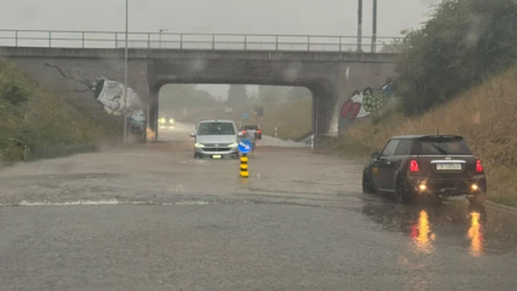 Route inondée à Rafz (ZH) le 30 juin 2026