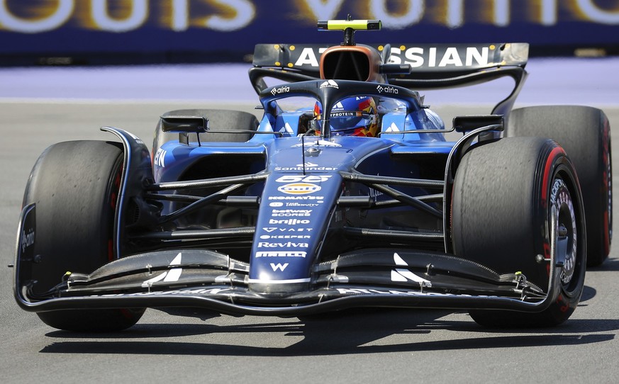 Williams driver Carlos Sainz, of Spain, turns in the hairpin during the F1 Canadian Grand Prix auto race in Montreal, Sunday, June 15, 2025. (Evan Buhler/The Canadian Press via AP)