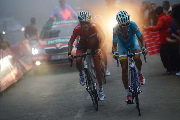 Cycling : 68th Tour of Spain 2013 / Stage 20 NIBALI Vincenzo (ITA)/ HORNER Christopher (USA) Red Leader Jersey / Aviles - Alto De Angliru 1557m (142,2km)/ Vuelta Ronde van Spanje / Rit Etape /(c)Tim D ...