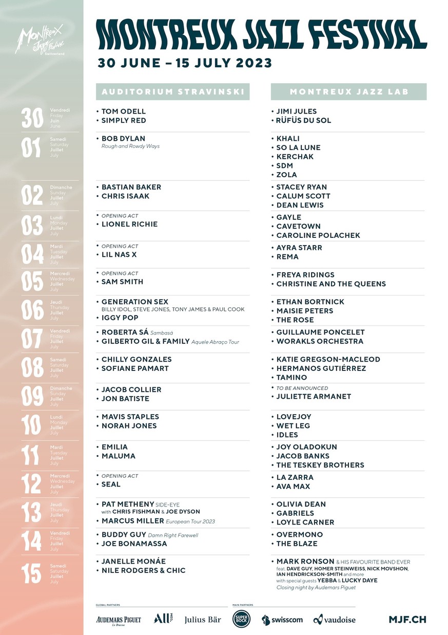 Montreux Jazz 2023 programme et date de vente des billets