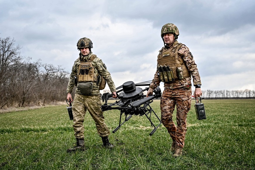 Ukraine: Vampire UCAV on Zaporizhzhia axis ZAPORIZHZHIA, UKRAINE - FEBRUARY 2, 2024 - Servicemen of the Vykhor. Dnipro unmanned combat aerial complex platoon of the 108th Separate Territorial Defence  ...