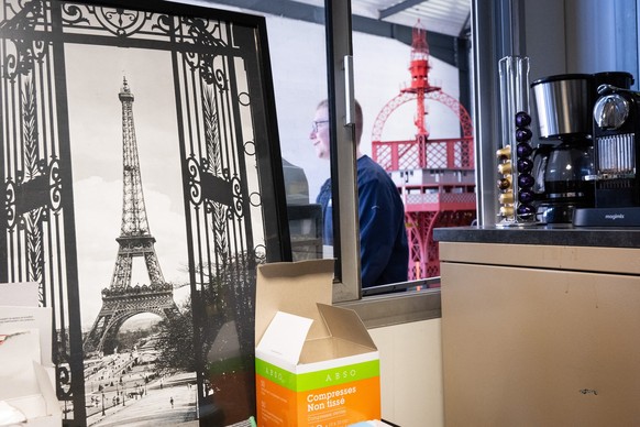 The former head of a metal parts manufacturing company Jean-Claude Fassler sits in front of his 30m Eiffel Tower replica in Sainte-Croix-aux-Mines, eastern France, on August 26, 2025. The former head  ...