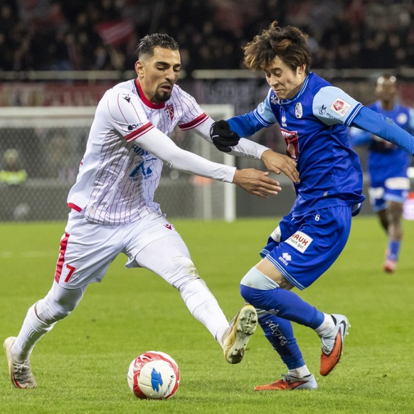 Sédunois (à gauche, Ilays Chouaref) et Lucernois (Taisei Abe) n'ont pas fait rêver le public de Tourbillon samedi.
