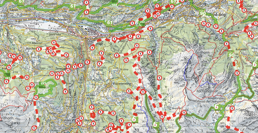 Gesperrte Wanderwege im Wallis. Stand: 16. Juni 2025
