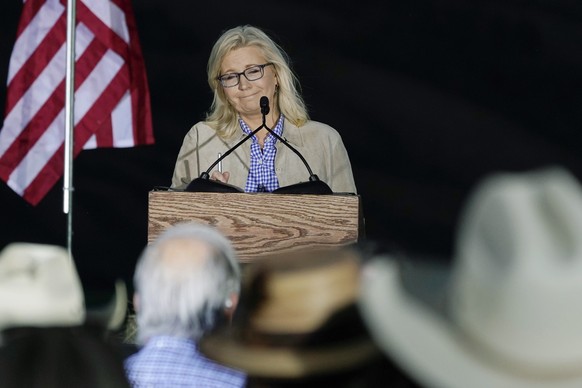 Rep. Liz Cheney, R-Wyo., speaks Tuesday, Aug. 16, 2022, at a primary Election Day gathering in Jackson, Wyo. Cheney lost to challenger Harriet Hageman in the primary. Cheney���s resounding election de ...