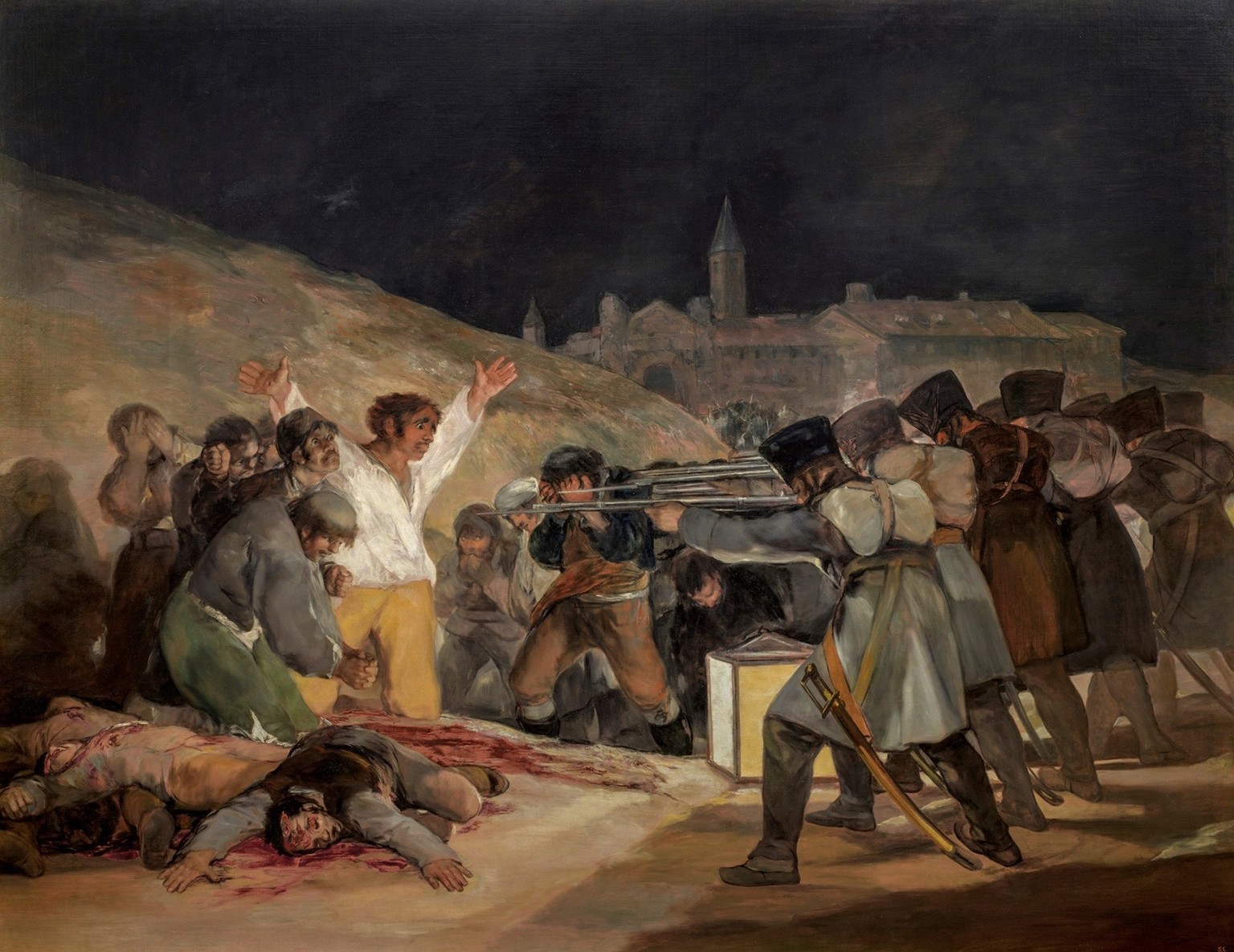 Gros plan sur les horreurs de la guerre: Tres de mayo, de Francisco de Goya, 1814.
https://www.museodelprado.es/coleccion/obra-de-arte/wd/5e177409-2993-4240-97fb-847a02c6496c
