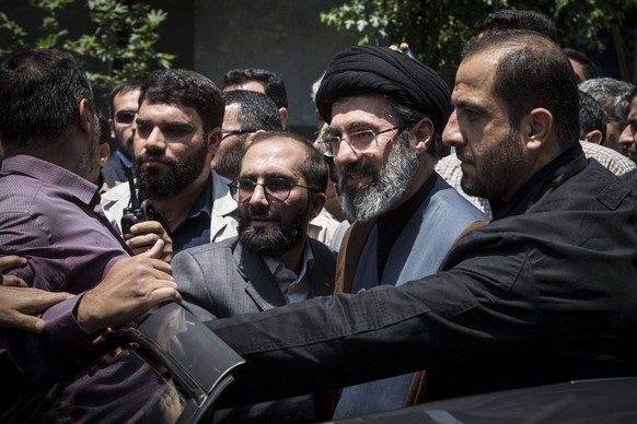 May 31, 2019 - Tehran, Tehran, Iran - MOJTABA KHAMENEI, son of Iranian Supreme Leader Ayatollah Ali Khamenei, center, attends the annual Quds, or Jerusalem Day rally in Tehran, Iran. Thousands of Iran ...