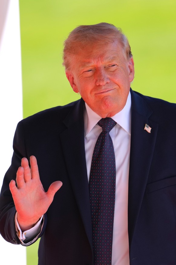 U.S. President Donald Trump arrives for the G7 summit in Evian-les-Bains, France, Monday, June 15, 2026. (AP Photo/Vadim Ghirda)