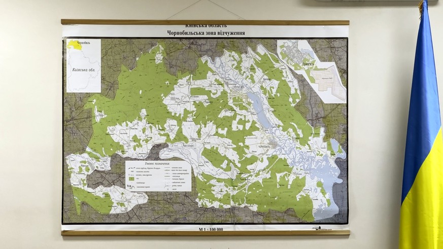 Dans le bâtiment communal de Tchernobyl, un plan de la Zone.