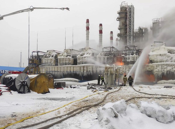 Le terminal de gaz d&#039;Oust-Luga, près de Saint-Pétersbourg, après une attaque de drones.