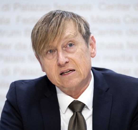 Stefan Meierhans, der Schweizer Preisueberwacher, spricht waehrend der Jahresmedienkonferenz, am Montag, 27. Februar 2023 in Bern. (KEYSTONE/Peter Klaunzer)