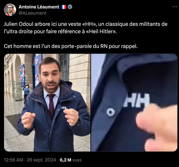 Le tweet du député LFI Antoine Léaument, qui critique le député RN Julien Odoul.