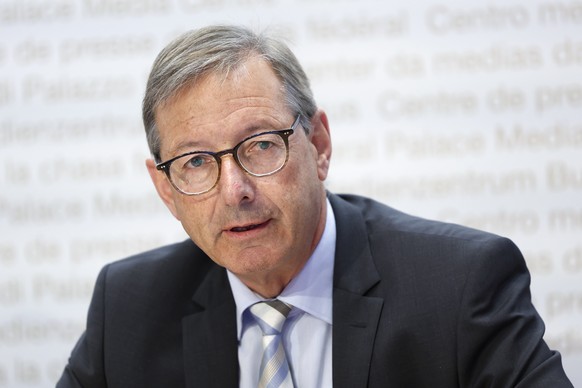 Josef Dittli, Staenderat FDP-UR, spricht waehrend einer Medienkonferenz des ueberparteilichen Komitees fuer ein &quot;Ja zum Covid-Gesetz&quot; am Montag, 22. Mai 2023 in Bern. (KEYSTONE/Peter Klaunze ...