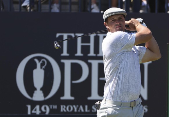 United States&#039; Bryson DeChambeau play his tee shot from the 1st during the second round of the British Open Golf Championship at Royal St George&#039;s golf course Sandwich, England, Friday, July ...